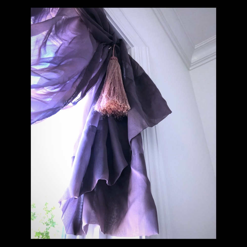 Set 3 100% polyester dusty purple sheer window panels 42 x 82 inches long